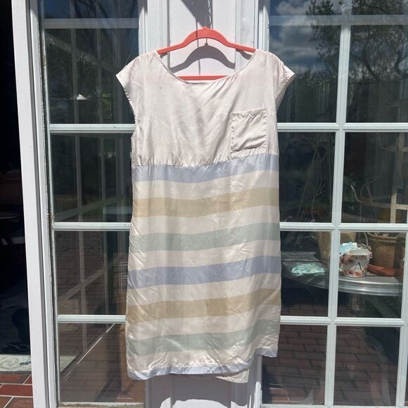 Anthropologie Odille 100% Silk Shore House Striped Dress NWT - Picture 4 of 8
